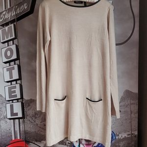 Dress A line leather like trim,